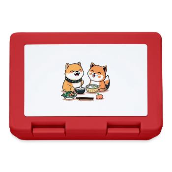 Sweet Comic Shiba Inu Eat Rice and Sushi Together - Lunchbox - red - Front