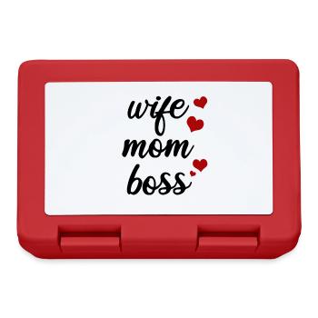 Wife Mom Boss Hearts Mom - Lunchbox - red - Front
