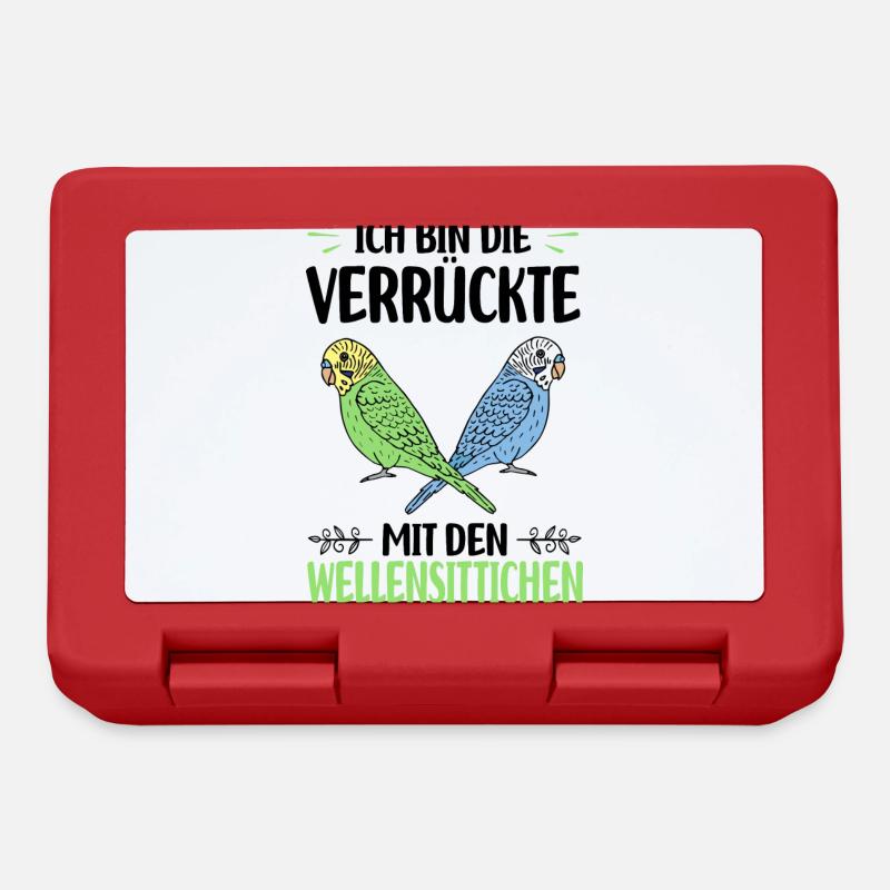 Wellensittich Vogel - Brotdose - Rot