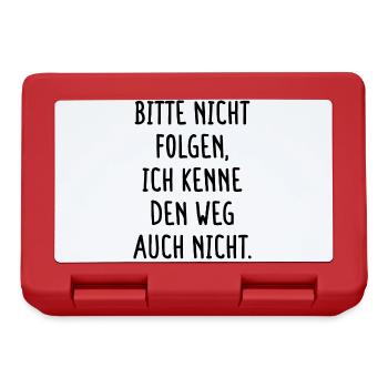 Bitte Nicht Folgen Ich Kenne Den Weg Auch Nicht - Brotdose - Rot - Vorne