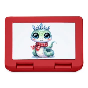 Cute Snake with Ice Crystal Crown - Lunchbox - red - Front