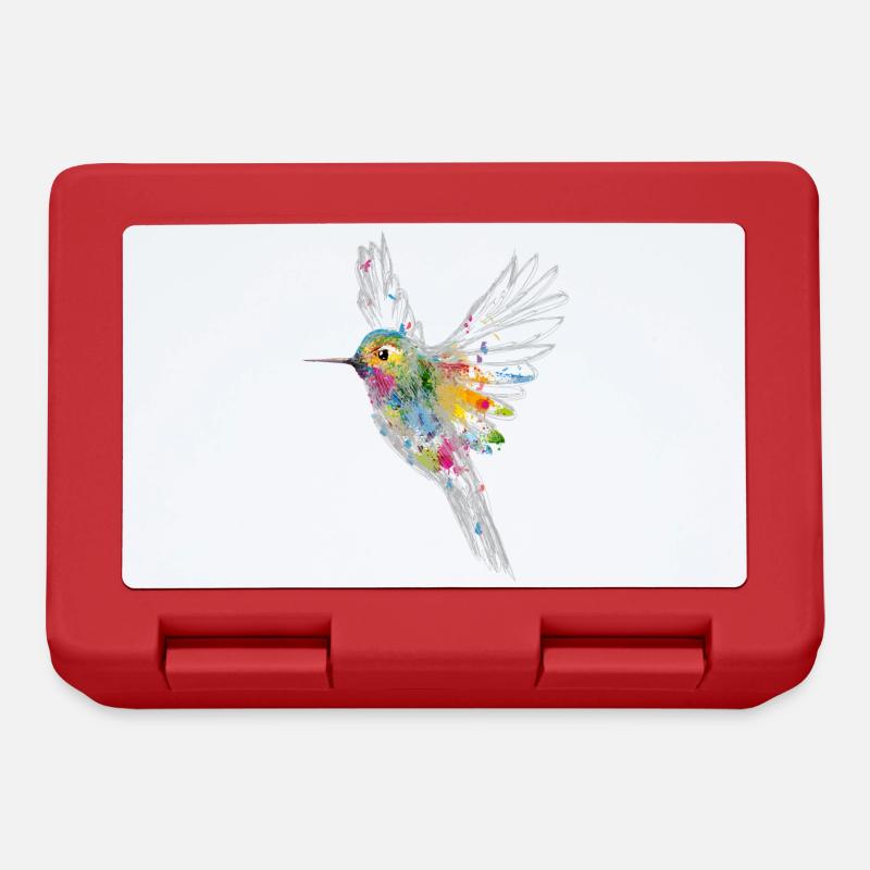 Un colibri Aquarelle Graffiti - Boîte à goûter - rouge
