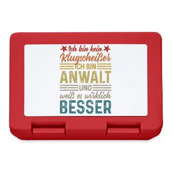Anwalt Klugscheißer lustige Sprüche Rechtsanwalt - Brotdose - Rot - Vorne