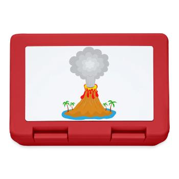 Volcan, éruption, île volcanique, lave, palmiers, montagne - Boîte à goûter - rouge - Devant