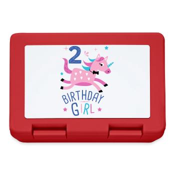 2. Geburtstag Mädchen 2 Jahre Licorn Einhorn - Brotdose - Rot - Vorne