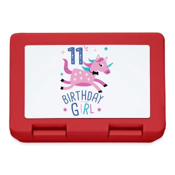 11. Geburtstag Mädchen 11 Jahre Licorn Einhorn - Brotdose - Rot - Vorne