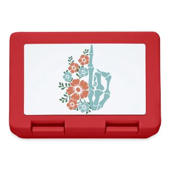 Illustration de la main d’un squelette floral - Boîte à goûter - rouge - Devant