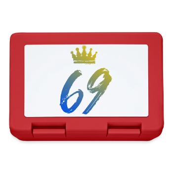 69 Zahl Krone - Brotdose - Rot - Vorne