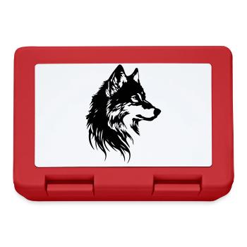 Wolf Kopf Tier - Brotdose - Rot - Vorne