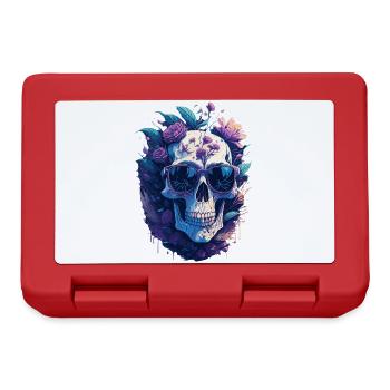 Pastellfarbener Blumenschädel mit Sonnenbrille - Brotdose - Rot - Vorne