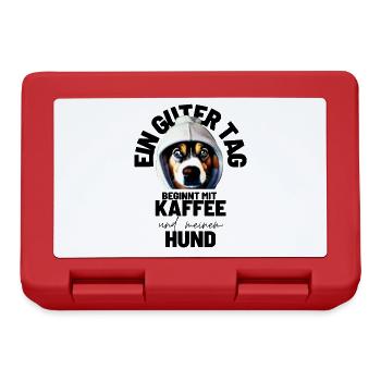 EIN GUTER TAG BEGINNT ... HUND Hunde Mama Papa - Brotdose - Rot - Vorne