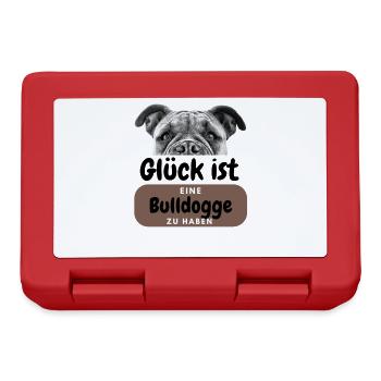 GLÜCK IST eine BULLDOGGE Bulldog Bulldoggen - Brotdose - Rot - Vorne