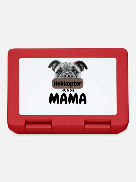 HELIKOPTER BULLDOGGEN MAMA Bulldog Bulldogge - Brotdose - Rot