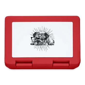 Dog Sayings Dog Dogs Bulldog with Glasses - Lunchbox - red - Front
