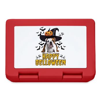 HAPPY BELLOWEEN Halloween Hund Hunde Bulldogge - Brotdose - Rot - Vorne