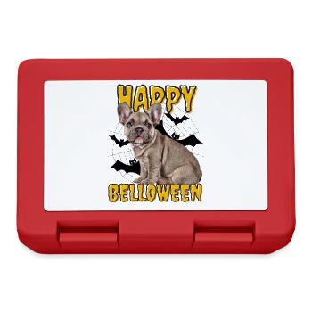 HAPPY BELLOWEEN Halloween Hund Hunde Bulldogge - Brotdose - Rot - Vorne