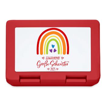 Boho Regenbogen Einzelkind Große Schwester 2025 - Brotdose - Rot - Vorne