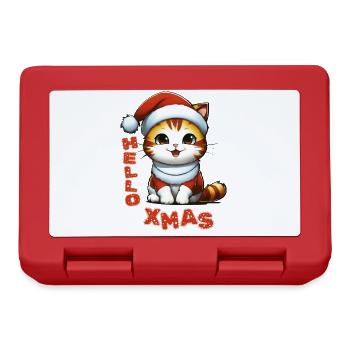 Hello Xmas - Mignon chat de Noël dans un costume de Père Noël - Boîte à goûter - rouge - Devant