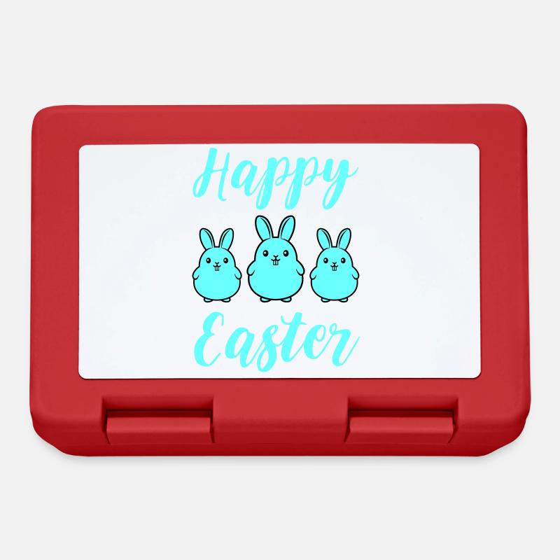 Frohe Ostern Hasen - Brotdose - Rot