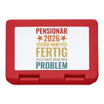 Pensionär 2026 Ich habe fertig Beamter Geschenk - Brotdose - Rot - Vorne