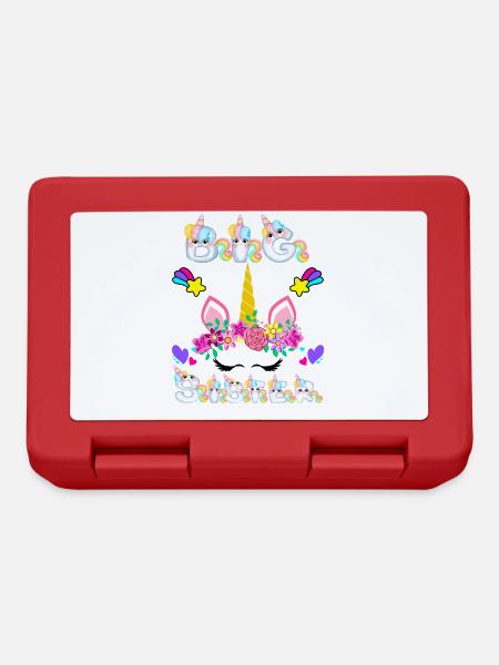 Sweet Candy Big Sister Magical Unicorn Face Art - Lunchbox - red