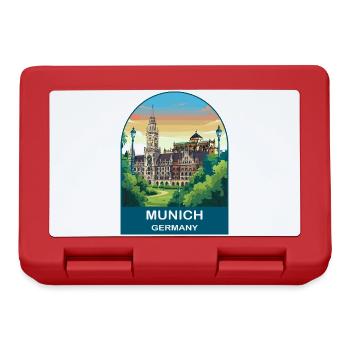 Munich Germany Town Hall Vintage Travel Poster - Lunchbox - red - Front
