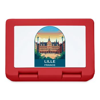Lille France Grand Place Vintage Travel Poster - Lunchbox - red - Front