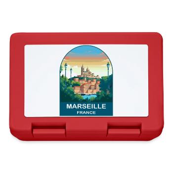Marseille France Port City Vintage Travel Poster - Lunchbox - red - Front