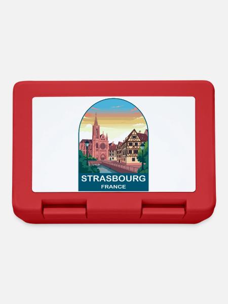 Strasbourg France Design d’affiche de voyage vintage - Boîte à goûter - rouge