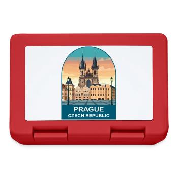 Affiche vintage de Prague République tchèque - Boîte à goûter - rouge - Devant