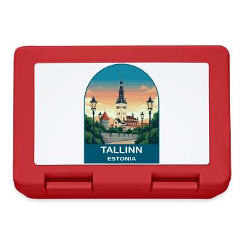 Art d’affiches de voyage vintage à Tallinn, Estonie - Boîte à goûter - rouge - Devant