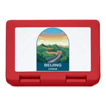 Peking China Große Mauer Vintage-Reiseplakat - Brotdose - Rot - Vorne