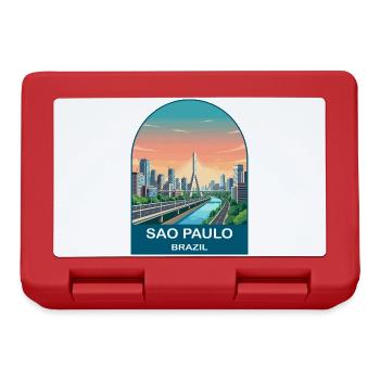 Sao Paulo Brazil Skyline Modern Travel Poster - Lunchbox - red - Front