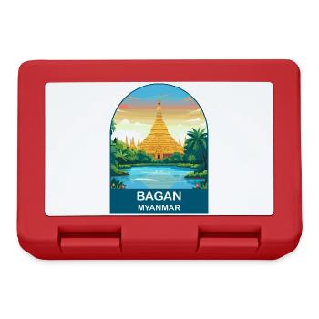Bagan Myanmar Tempel Vintage-Reiseplakat - Brotdose - Rot - Vorne