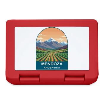 Mendoza Argentina Vineyard & Andes Travel Poster - Lunchbox - red - Front