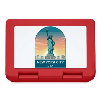New York City USA Vintage Travel Poster - Lunchbox - red - Front