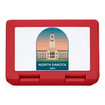 North Dakota USA Vintage Travel Poster - Lunchbox - red - Front