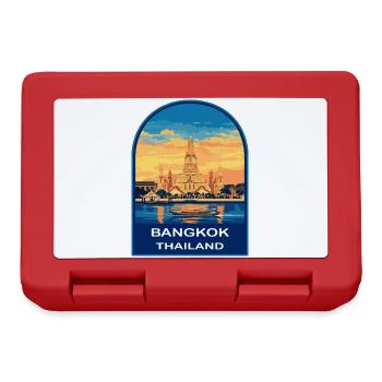 Bangkok Wat Arun Thailand Retro Sunset Travel Badg - Lunchbox - red - Front