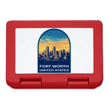 Fort Worth Texas Skyline Retro Sonnenuntergangs-Reiseabzeichen - Brotdose - Rot - Vorne