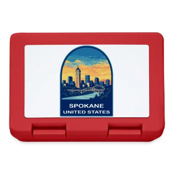 Badge Retro Sunset Skyline de Spokane, Washington - Boîte à goûter - rouge - Devant