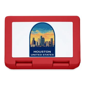 Houston Texas Skyline Retro Sonnenuntergangs-Reiseabzeichen - Brotdose - Rot - Vorne