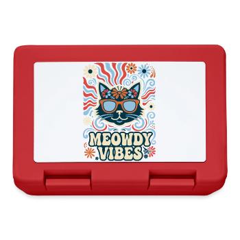 Meowdy Vibes Retro Katze - Brotdose - Rot - Vorne