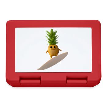 Surfende Ananas - Brotdose - Rot - Vorne