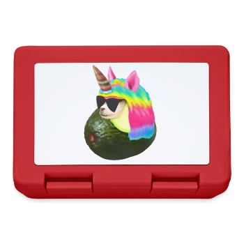 Glückliche Einhorn Avocado - Brotdose - Rot - Vorne