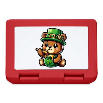 Süßer Comic St. Patricks day Bär isst Honig - Brotdose - Rot - Vorne