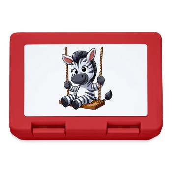 Süßes Zebra Schaukel Cartoon Spielplatz - Brotdose - Rot - Vorne