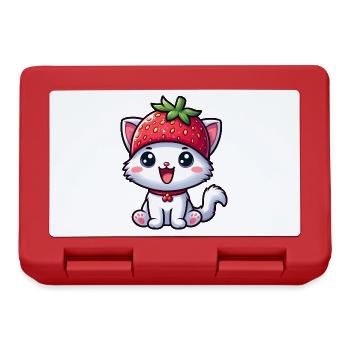 Chat fantaisiste avec fraise et chapeau aux fruits sucrés - Boîte à goûter - rouge - Devant