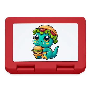 Whimsical dinosaur T-Rex with pumpkin hat - Lunchbox - red - Front