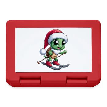 Christmas Turtle Santa Skier Winterspor - Lunchbox - red - Front