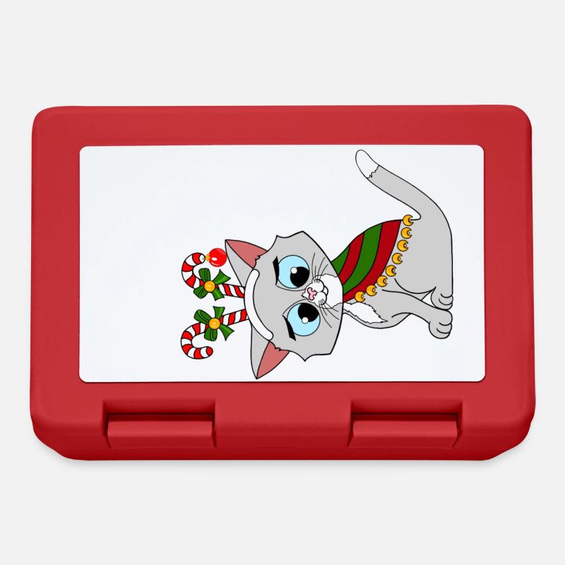 x-mas cat - Brotdose - Rot
